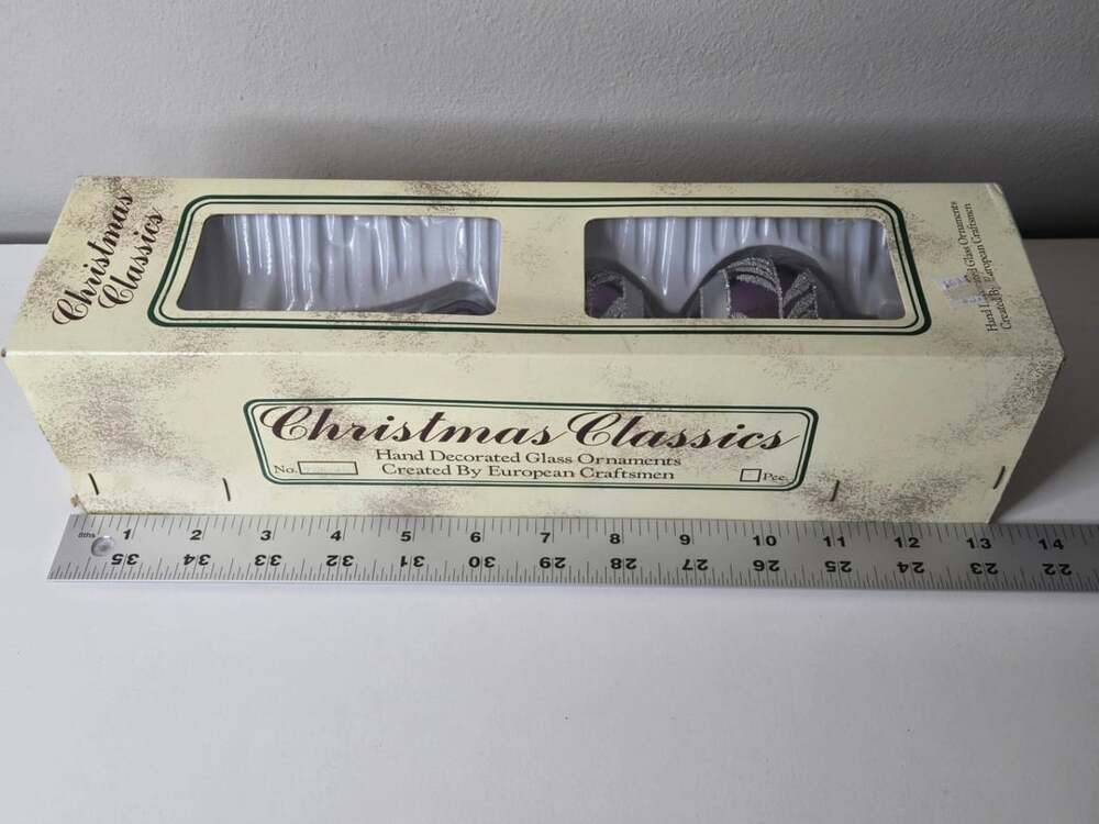 Christmas Classics Hand Decorated Glass Tree Topper Purple with Silver Glitter - Picture 6 of 6